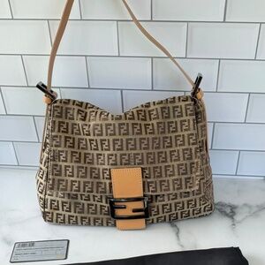 Fendi Zucchino Mama Forever Hobo - Tan/Beige